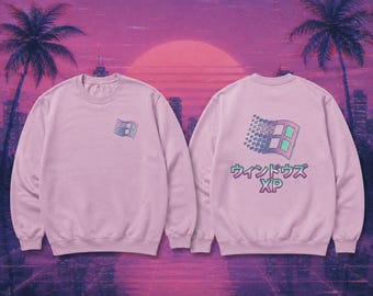 Bluza komputerowa Vaporwave – grafika retro Y2K Windows XP – japońska cybernetyczna odzież uliczna
