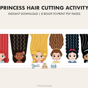 Princess Hair Salon Scissor Skills Activity: Fine Motor Practice (Digital Download)