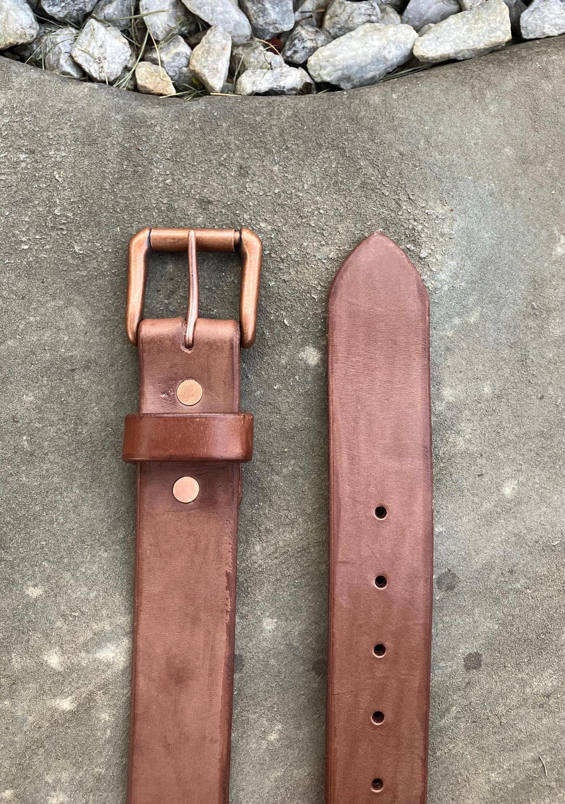 Handcrafted Full Grain Leather Statement Belt – Copper Motif, Artisan Design Handmade Tooled Leather Western Belt: Floral Embossed  main image 2