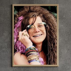 Póster de Janis Joplin, arte mural de rock vintage, impresión musical hippie, decoración de ícono del rock de los 70, impresión de arte psicodélico, leyenda de la música retro, póster bohemio.