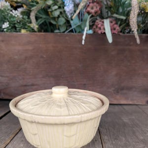 Vintage McCoy Pale Yellow Small Lidded Stoneware Tureen/Casserole Dish