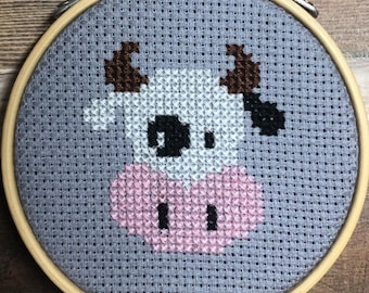 Udderly Adorable Cow ~ Barnyard Beauty ~ Udderly Adorable Cow ~ Mini Cross Stitch Pattern (PDF Download)