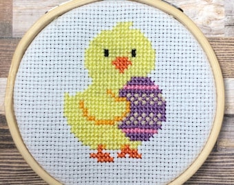 Small Chick, Big Attitude ~ Peepin’ It Real ~ Easter Chick is Hatched and Fabulous ~ Mini Cross Stitch Pattern (PDF Download)