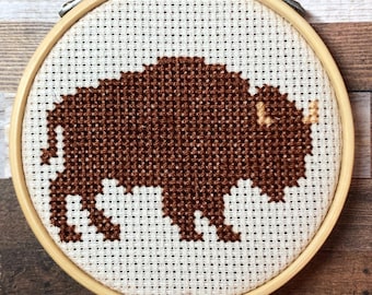 Big Bison: Big Mood ~ Stay Back – Wildlife with Attitude ~ Fluff Around and Find Out~ Mini Cross Stitch Pattern (PDF Download)