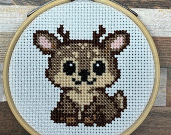 Deer Me! ~ Super Cute Deer ~ Cheerful Woodland Deer ~ Whimsical and Funny Mini Cross Stitch Pattern (PDF Download)