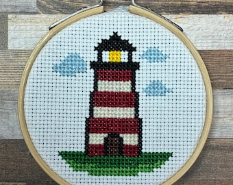 Beacon of Cuteness ~ Whimsical Lighthouse Stitch ~ Cozy Coastal Vibes & Funny Mini Cross Stitch Pattern (PDF Download)