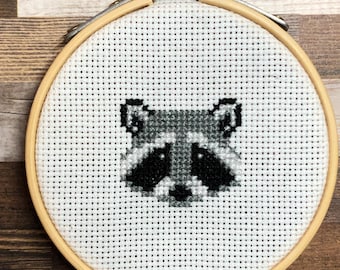 Radical Raccoon ~ Trash panda chic ~ Forest Friend ~ Mini Cross Stitch Pattern (PDF Download)