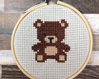 Bear With Me ~ Cuddle Now, Chaos Later ~ Stuffed With Feelings ~ Snuggle Mode Activated ~ Mini Cross Stitch Pattern (PDF Download)