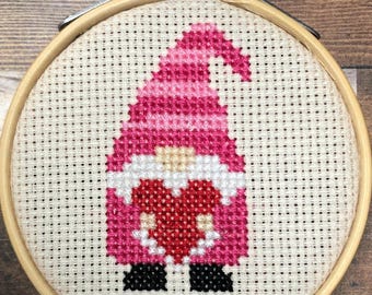 Gnomebody Loves You Like I Do ~ Tiny Gnome, Huge Feelings ~ Valentines Gnome ~ Mini Cross Stitch Pattern (PDF Download)