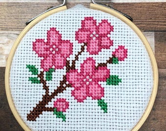 Cherry Cherry Blossoms ~ Spring time Sakura Blooms ~ Bloom Where You’re Planted ~  Mini Cross Stitch Pattern (PDF Download)