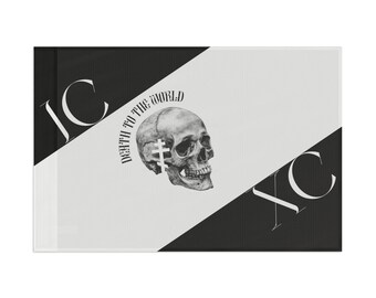 Dead to the World Orthodox Flag | Christian Skull Art Banner | Prayer Corner & Home Decor
