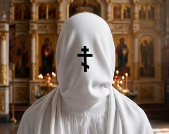 White Orthodox Cross Lightweight Scarf
