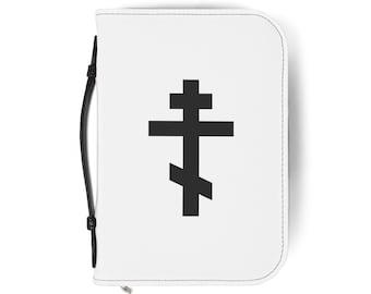Orthodox Cross Bible Cover, White Bible Case, Personalized Bible Cover, Christian Gift, Religious Gift, Bible Cover