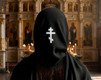 Black Orthodox Cross Lightweight Scarf