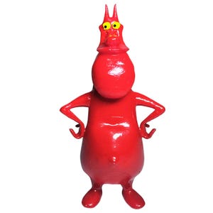 Rote Vintage Sammlerfigur - Kuh und Huhn Cartoon Network