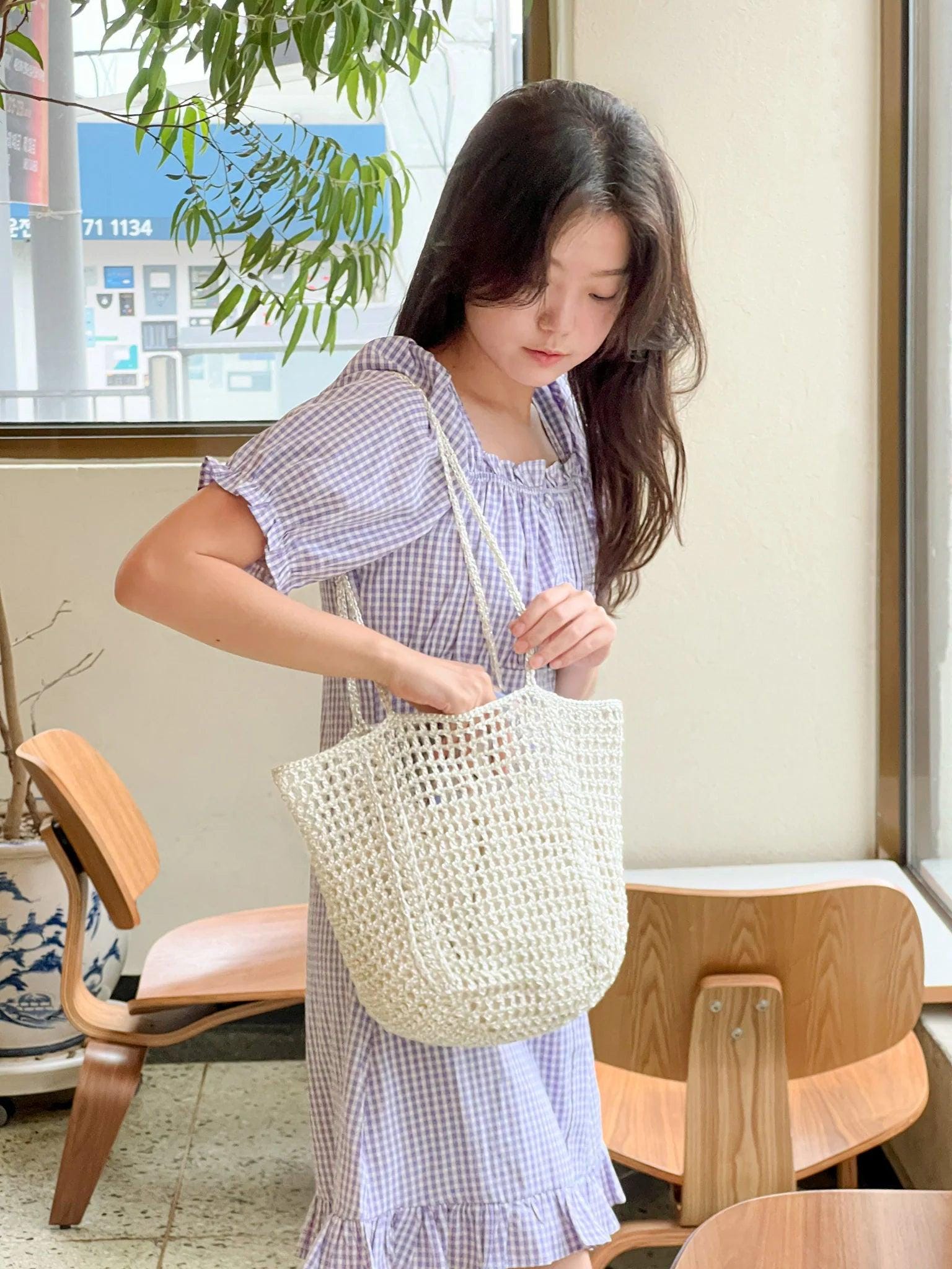 Metallic Square Bottom Net Bag Kit and Pattern