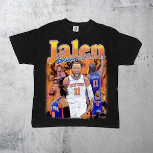 Black Jalen Brunson Vintage Bootleg Rap Tee – Knicks Basketball Graphic Shirt