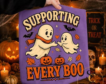 Halloween Friendship Ghost PNG, Supporting Every Boo Digital Design Digital Download