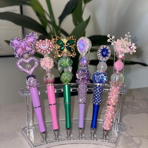 Caneta sofisticada | Caneta com contas coloridas | Caneta brilhante | Caneta brilhante | Caneta com strass | Caneta com contas