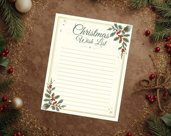 Christmas Wish List: Printable Xmas Letter with Classic Vintage Style (Digital Download)