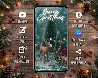 Special Animated Christmas Card: Theatrical Canva Video Template (Digital Download)