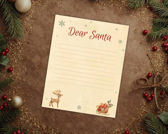 Vintage Style Dear Santa Letter: Christmas Wish List (Digital Download)