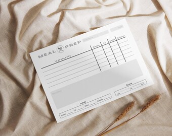 Printable Meal Prep Cards, Nutrition Calorie Tracking Template (Digital Download)