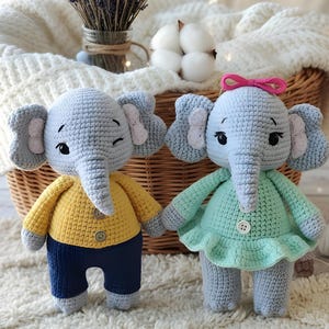 Virkmönster för elefanter – Nybörjarvänlig Amigurumi-plyschleksak med filt – PDF-handledning (engelska instruktioner)