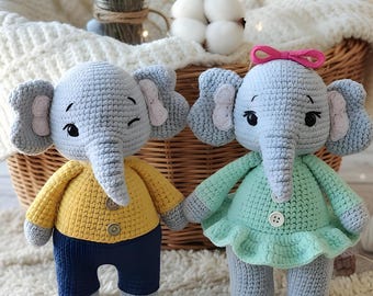 Elephant Crochet Pattern – Beginner-Friendly Amigurumi Plush Toy with Blanket – PDF Tutorial (English Instructions)