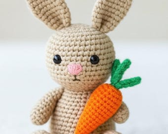Crochet Pattern Bunny, Amigurumi Rabbit PDF, Cute Plush Easter Bunny Crochet, DIY Toy Tutorial, Handmade Crochet Bunny Pattern in English