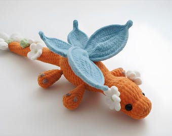 Flower Dragon Crochet Pattern, Fairy Dragon Amigurumi, Low Sew Crochet Dragon Pattern, Amigurumi Plush PDF Pattern