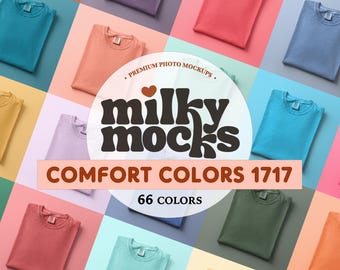 Comfort Colors 1717 Mockup Bundle | CC1717 Tshirt Mockup, Neutral Blank Gefaltet Flatlay, POD Real Mockups Canva Template Design PNG