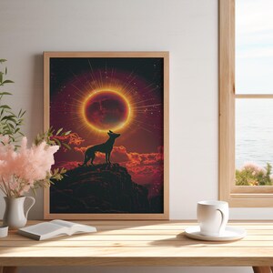 Xoloitzcuintli Dog Art Print: Solar Eclipse, Cosmic Guardian