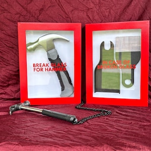 Break Glass In Case of Emergency Hammer and Broom Wall Art