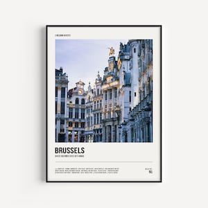 Brussels Print, Brussels Photo, Brussels Wall Art, Brussels Movie Style, Minimalist Travel Poster, Framed, Digital, Souvenir, Belgium