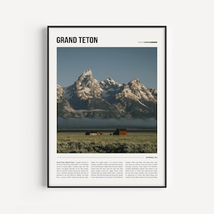 Grand Teton National Park Druck, Grand Teton Foto, Grand Teton Wandkunst, Minimalistisches Reiseplakat, gerahmt, Digital, Souvenir, Wyoming, USA