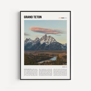 Grand Teton National Park Druck, Grand Teton Foto, Grand Teton Wandkunst, Minimalistisches Reiseplakat, gerahmt, Digital, Souvenir, Wyoming, USA