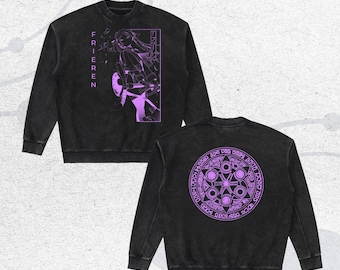 Camiseta de algodón extragrande lavada con nieve de Anime Frieren, camiseta de Anime Fern, regalo para él