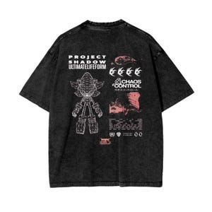 Shadow the Hedgehog Anime Oversize Acid Washed T-Shirt Sonic Tee Gift For Him image 3