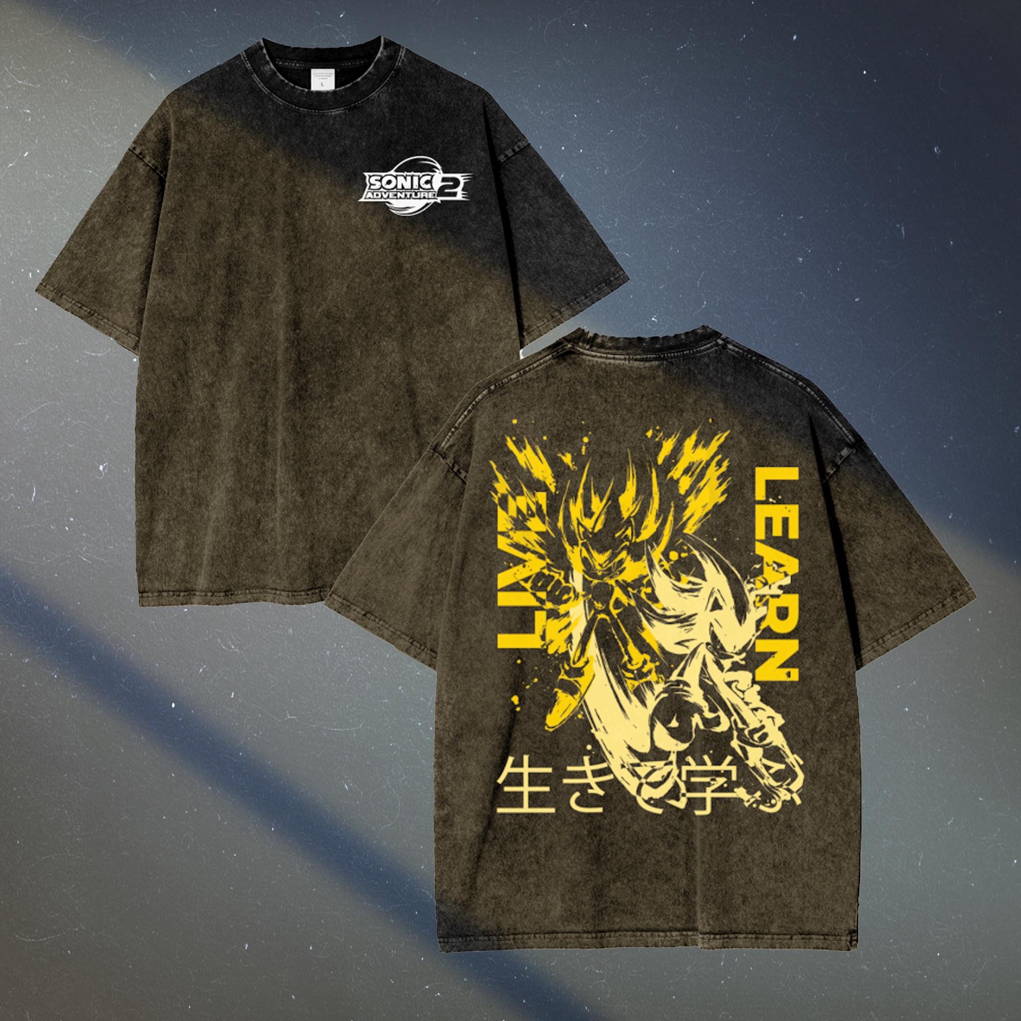 Sonic the Hedgehog Anime Oversize Acid Washed T-shirt Shadow Tee