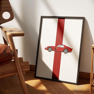 Ferrari 250 GTO Poster, Legendary Classic Ferrari Wall Art, Retro Racing Car Illustration, Digital Download Print