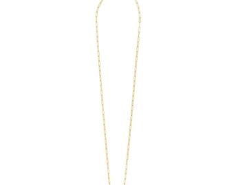 14k gold paperclip necklace with elongated push lock clasp