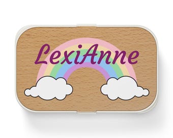 Portapranzo Bento Arcobaleno con Nuvole / Portapranzo personalizzato con nome per bambini