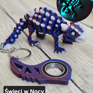 Keyspinner + Glowing Ankylosaurus 2in1 - KeyRambit KeyFlipper Druk3d Fidget