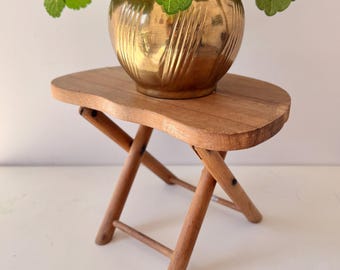 Vintage Folding Carrying Wooden Stool, Made in Yugoslavia