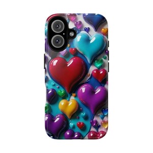 Colorful Heart Phone Case, Vibrant Phone Cover, Cute Gift for Teens, Birthday, Love, Valentine&#39;s Day