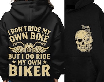 No conduzco mi propia bicicleta, pero sí conduzco mi propio motociclista PNG, diseño de sublimación de esqueleto de motocicleta divertido, regalo de motociclista para ella o para él
