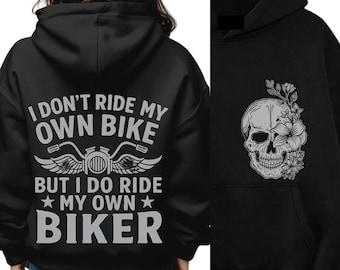 No conduzco mi propia bicicleta, pero sí conduzco mi propio motociclista PNG, diseño de sublimación de esqueleto de motocicleta divertido, regalo de motociclista para ella o para él