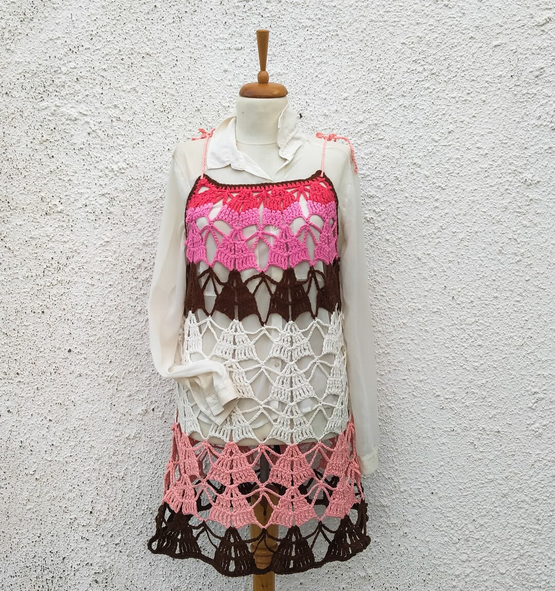 open lace back dress Pink Crochet Dress for Women
