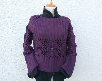 DAILY COLLECTION, Vintage Sweater, Crochet Sweater, Purple Sweater, Bohemian Sweater, Boho Chic, Victorian, Nostalgic Style